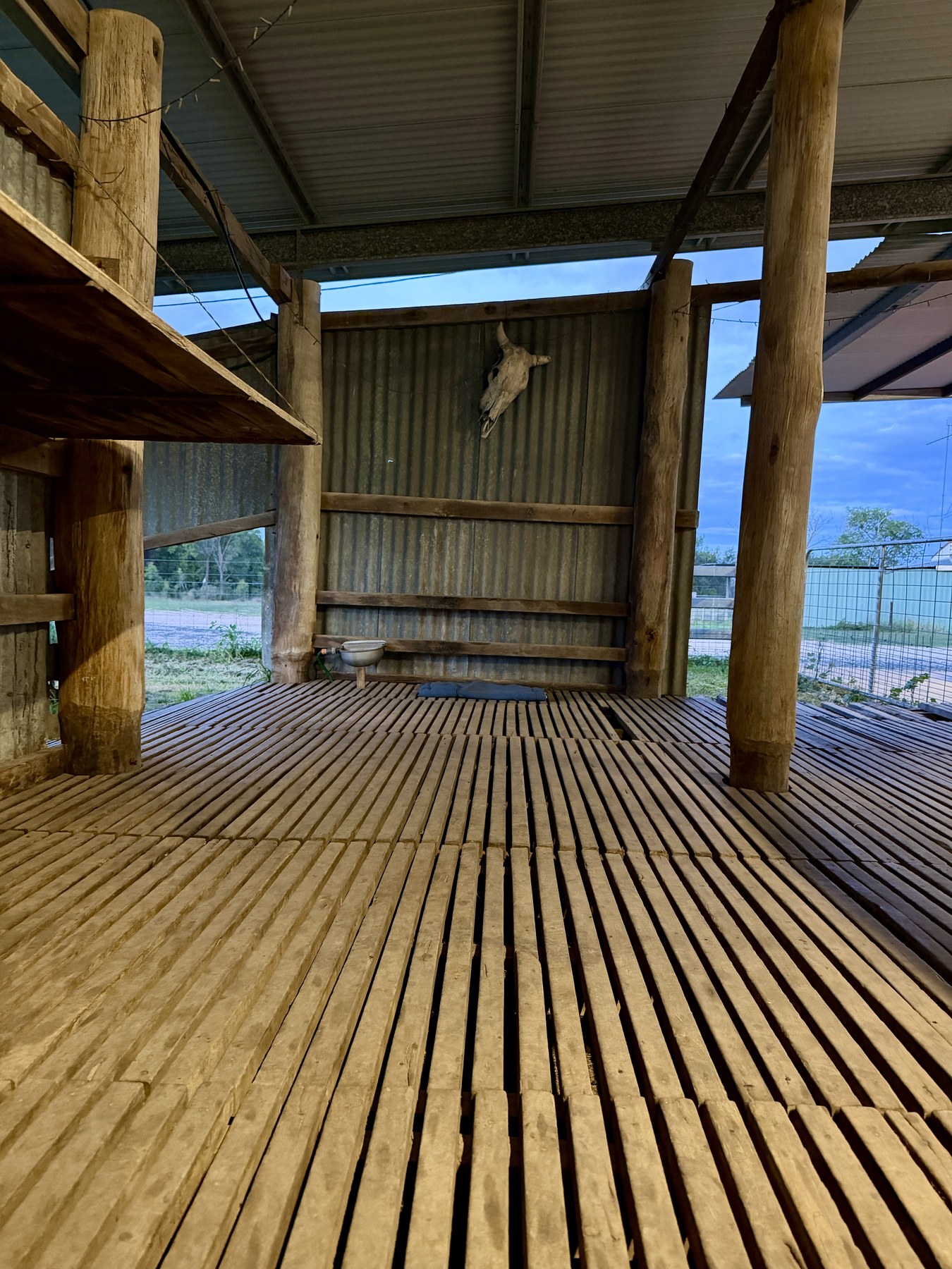 Timber yards and rustic cattle station structures at MDH Wallumba Feedlot