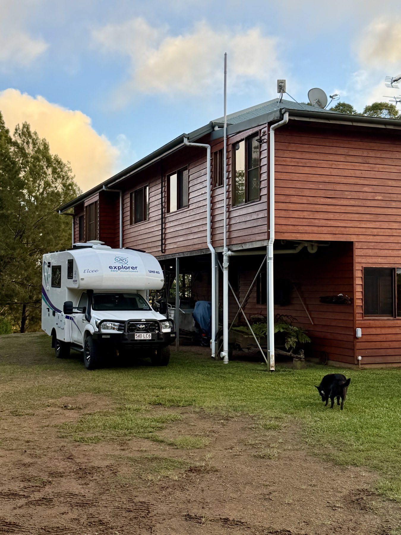 Elcee parked beside Pam's house on the Tablelands