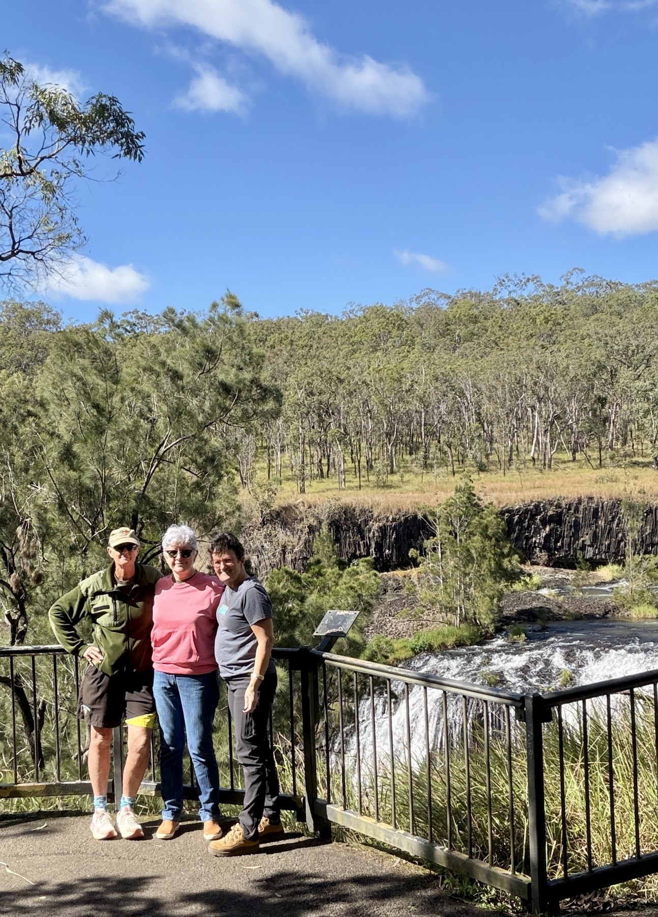 Pam, Kel and Julie standing at the Millstream Falls lookout